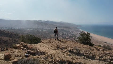 A panoramic view of Imi Ouaddar, north of Taghazout and Agadir, Morocco Stock Footage 242409591