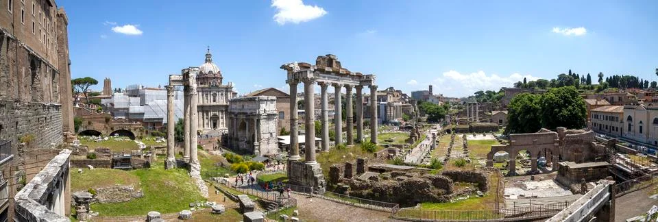 Panoramic view of the Imperial Forums Stock Photos
