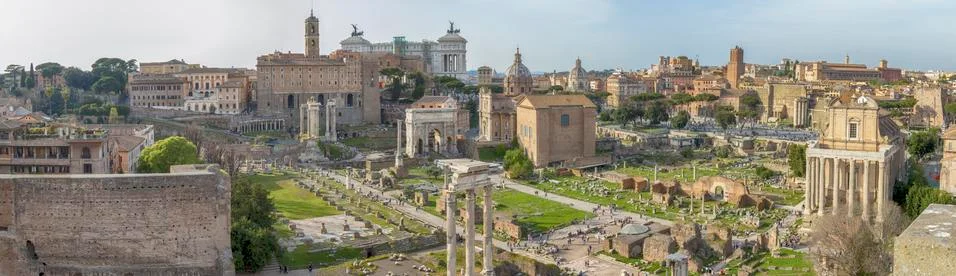 Panoramic view of the Imperial Forums Foto stock