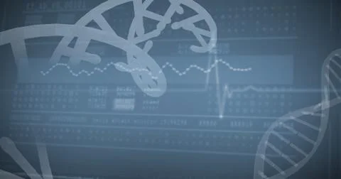 Panoramic view of information data on device screen Foto stock