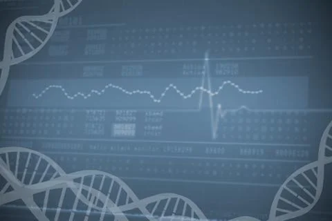 Panoramic view of information data on device screen Foto stock