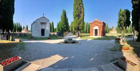 Panoramic view inside Cimitero di San Michele Stock Photos