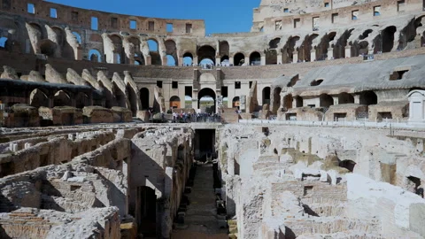 Panoramic view from the inside the Colisseum arena embracing the nice aspects Stock Footage 147938845