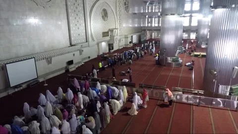 Panoramic View Inside Istiqlal Mosque, Jakarta, Java, Indonesia Stock Footage 313839306