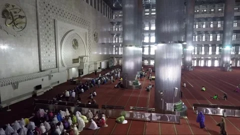 Panoramic View Inside Istiqlal Mosque, Jakarta, Java, Indonesia Stock Footage 313953679