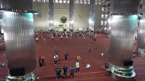 Panoramic View Inside Istiqlal Mosque, Jakarta, Java, Indonesia Stock Footage 314015082