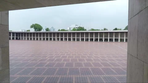 Panoramic View Inside Istiqlal Mosque Inner Courtyard, Jakarta, Java, Indonesia Vídeo Stock 314620229