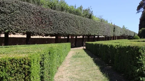 Panoramic view inside the Italian Garden Horti Leonini, St.Quirico d'Orcia Stock Footage 76595323
