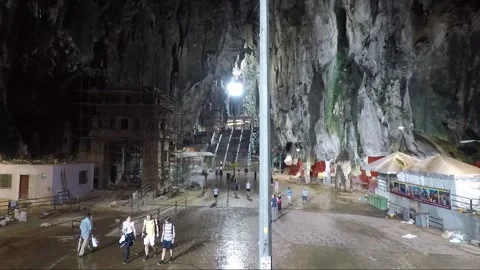 Panoramic view inside Main Temple cave, Batu caves, Kuala Lumpur, Malaysia Stock Footage 196371944