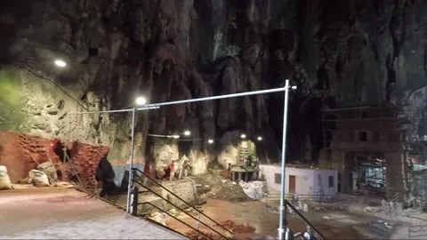Panoramic view inside Main Temple cave, Batu caves, Kuala Lumpur, Malaysia Stock Footage 196383932