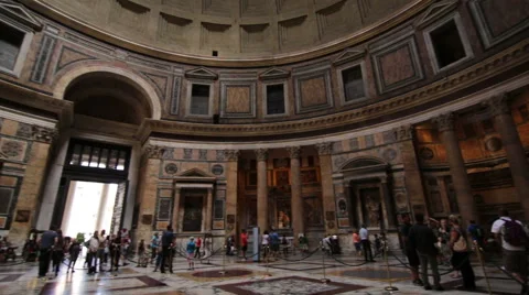 Panoramic view inside the Pantheon Stock Footage 40020832
