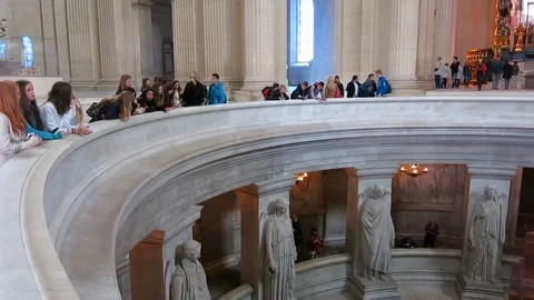 Panoramic view of the interior of the Army museum church, Paris, France. Stock Footage 123021948