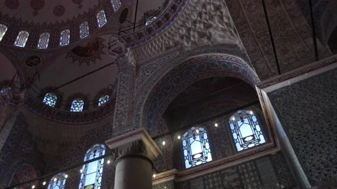 Panoramic View of Interior of Blue Mosque in Istanbul, Sultan Akhmet Mosque Stock Footage 87759852