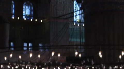 Panoramic View of Interior of Blue Mosque in Istanbul, Sultan Akhmet Mosque Stock Footage 87759924