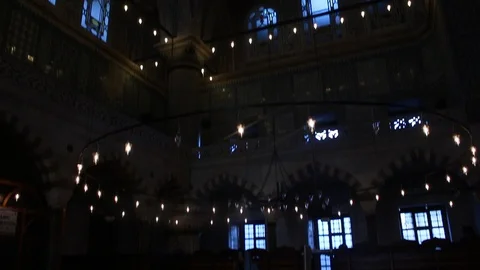 Panoramic View of Interior of Blue Mosque in Istanbul, Sultan Akhmet Mosque Stock Footage 87759931