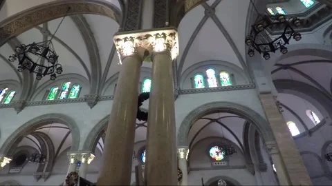 Panoramic view of interior inside Manila Cathedral, Intramuros, Philippines Stock Footage 202155533