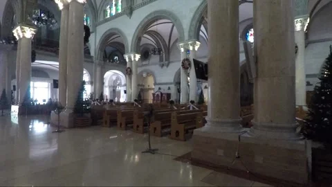 Panoramic view of interior inside Manila Cathedral, Intramuros, Philippines Stock Footage 202155548