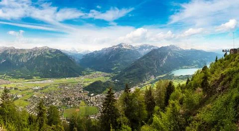 Panoramic view of Interlaken Stock Photos