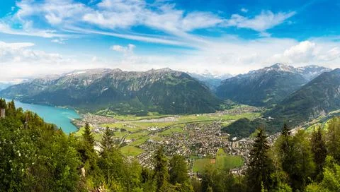 Panoramic view of Interlaken Stock Photos