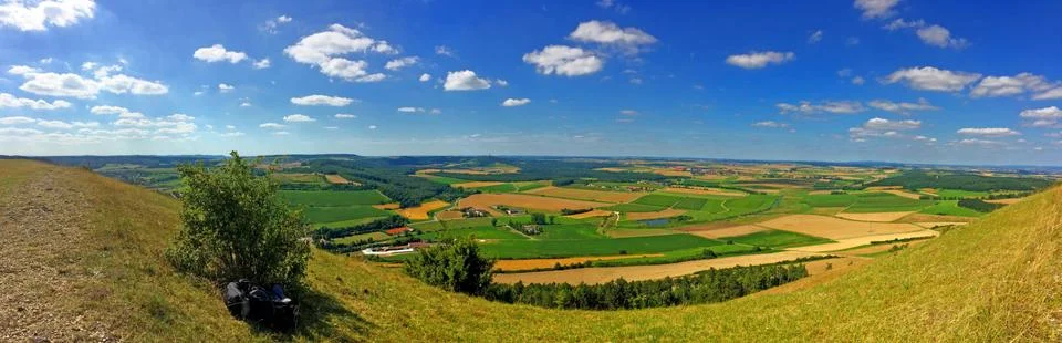 Panoramic view of the Ipf, Celtic castle of the ancient Hallstein period Stock Photos