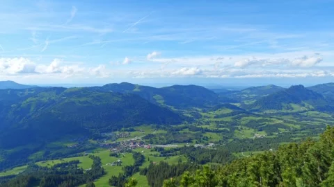 Panoramic View from Iseler Mountain in Bad Oberjoch - Bavaria - Germany Stock Footage 309178540