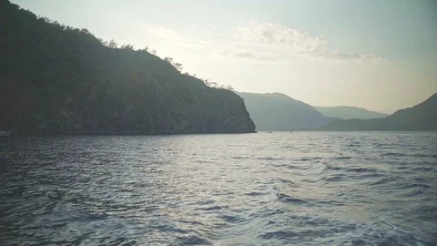 Panoramic view of islands in the sea from boat Stock Footage 122366533