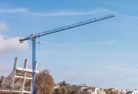 Panoramic view of a Isolated construction crane Stock Photos