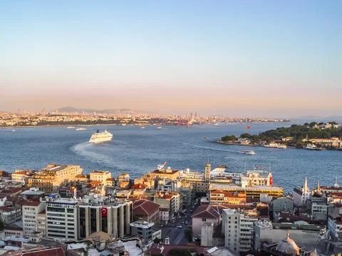 Panoramic view of Istanbul at the sunset Stock Photos