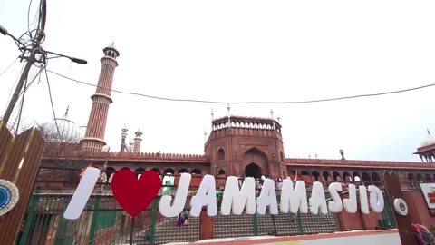 Panoramic View of Jama Masjid Mosque Complex Stock Footage 320384692