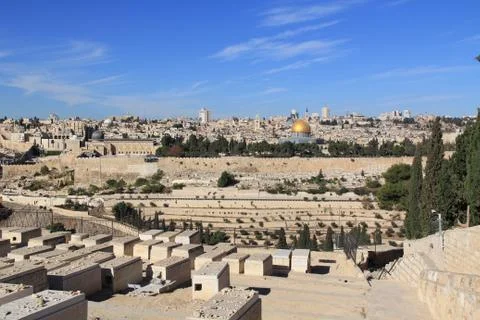 Panoramic View of Jerusalem and Temple Mount Stock Photos
