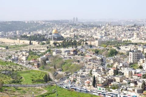 A panoramic view of Jerusalem and the wall of the old city Foto stock