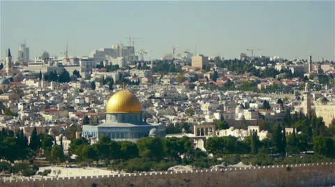 Panoramic view of Jerusalem old city Stock Footage 11090746