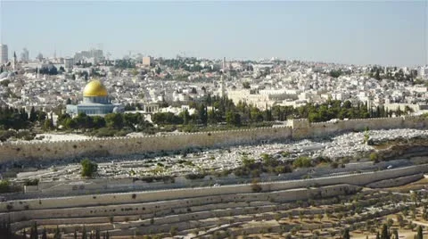 Panoramic view of Jerusalem old city Stock Footage 11870224