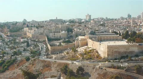 Panoramic view of Jerusalem old city Stock Footage 11887088