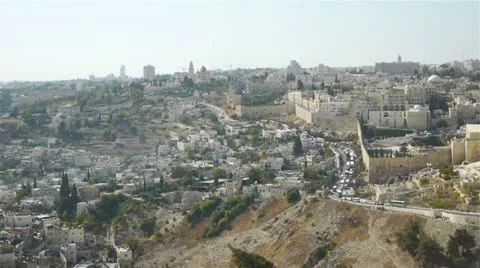 Panoramic view of Jerusalem old city Stock Footage 18155075