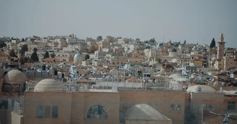 Panoramic View To Jerusalem Old City And The Temple Mount, Dome Of The Rock Vídeos de archivo 90207696