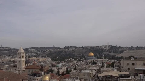 Panoramic view on Jerusalem old city Stock Footage 121375808