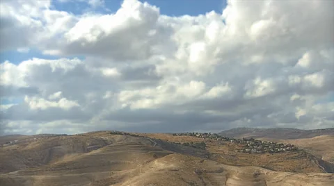 Panoramic View on jewish settlements Time Lapse Stock Footage 32030096