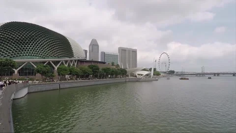 Panoramic View From Jubilee Bridge, Waterfront, Downtown, Marina Bay, Singapore 스톡 동영상 334470551