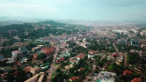Panoramic View Of Kampala, Capital Of Uganda At Daytime - aerial drone shot Vídeos de archivo 218605048