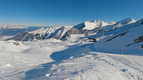 Panoramic View of Kaprun Ski Resort in Alps Mountains, Sunny Winter Holiday Stock Footage 316331846
