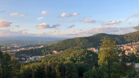 Panoramic view of Karlovy Vary, Czech Republic Stock Footage 90603221