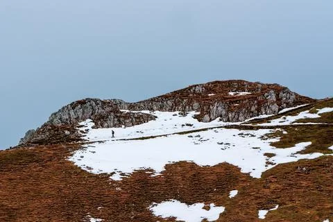 Panoramic view from Karwendel summit to the Tyrolean Alps. Stock Photos