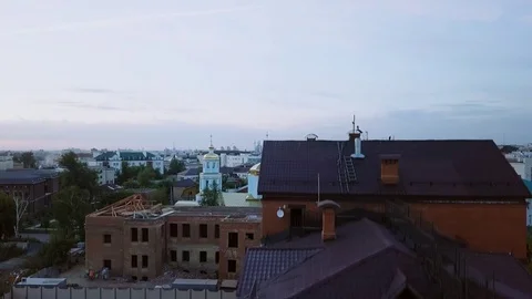 Panoramic view of Kazan. SunSet, Russia, From Dron Stock Footage