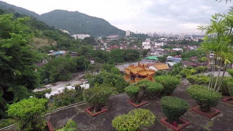 Panoramic View from Kek Lok Si Buddhist Temple, George Town, Penang, Malaysia Stock Footage 296368570