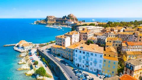 Panoramic view of Kerkyra, capital of Corfu island, Greece Foto stock