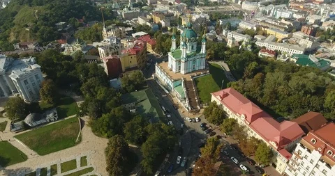 Panoramic View Of Kiev And Saint Andrew's Church Stock Footage 95342824