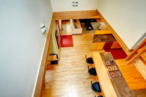 Panoramic view of kitchen room Stock Photos