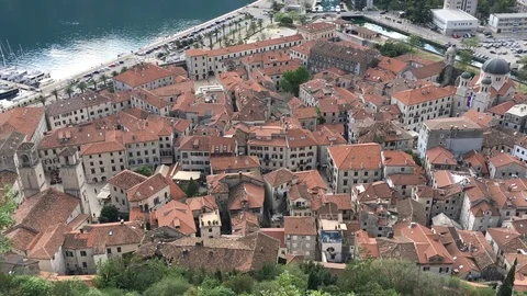 Panoramic view of Kotor Bay Stock Footage 127120644