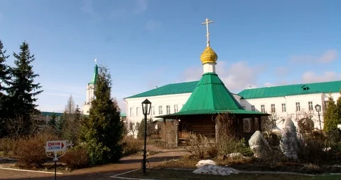 Panoramic view of Kremlin and Cathedral in the town of Rostov, Russia Stock Footage 87718642